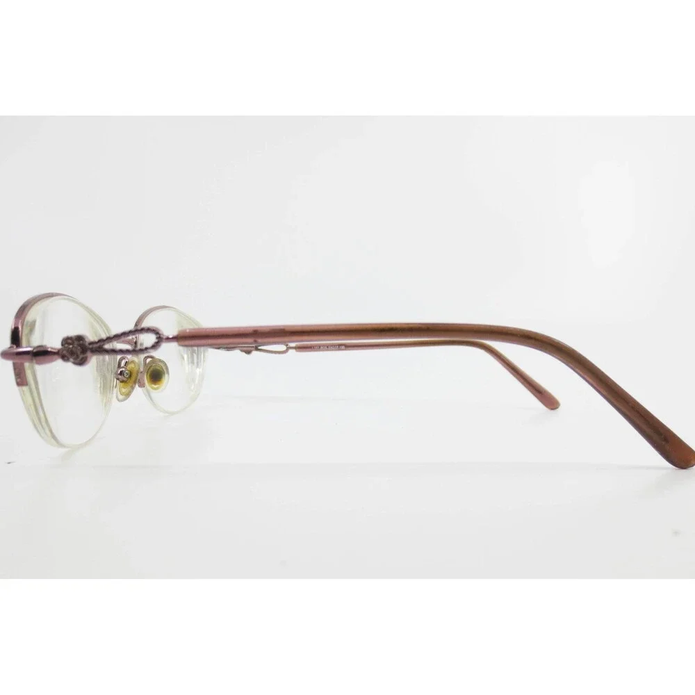 Fleur de Lis 1407 Eyeglasses Rose Gold Oval Semi Rimless Metal Frames 51-17-135